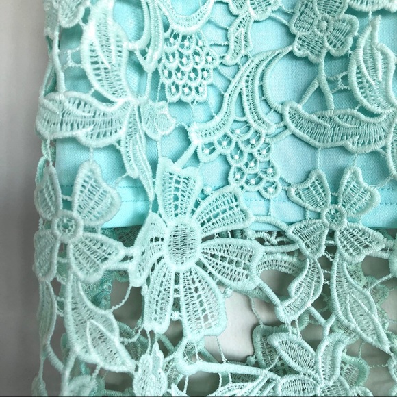 Beautiful Seafoam Green Lace Midi Skirt - Picture 5 of 16